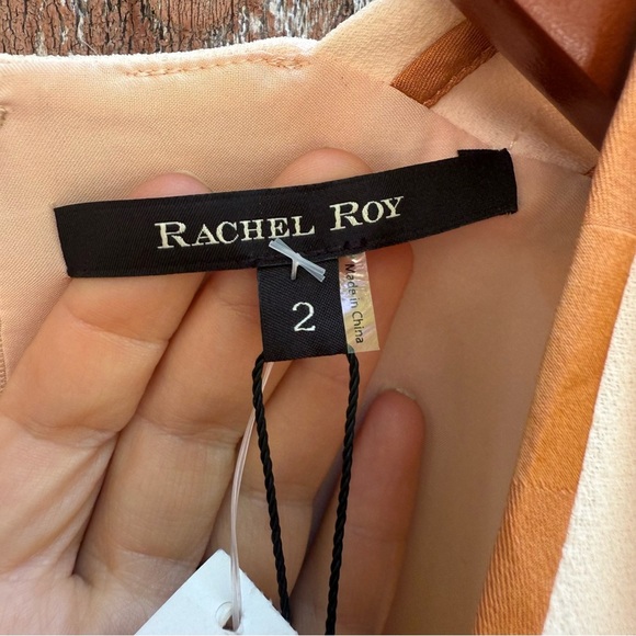 RACHEL Rachel Roy Cream Gold Ruffle Mini Sheath Dress Size 2 NWT Flawed - Picture 2 of 12